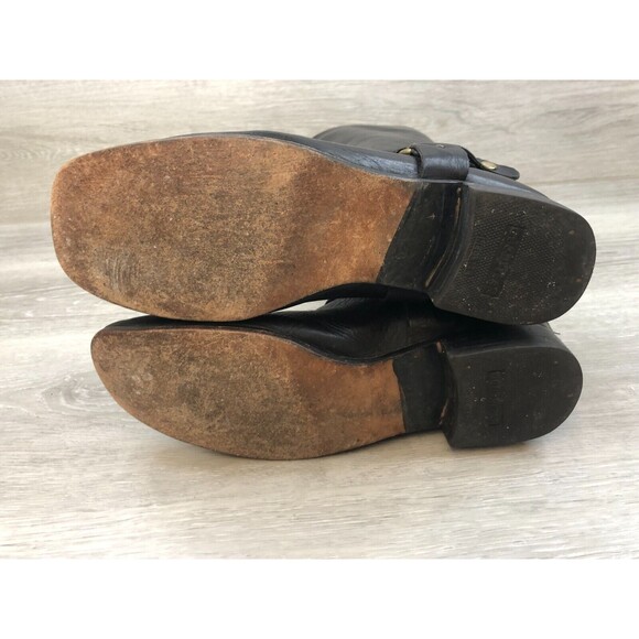 Charles David Women's US 8B Black Leather Back Zipper Square Toe Riding Boot - Picture 5 of 11